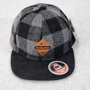 Avalanche Checkered Hat Adult ‎ Wool Blend Snapback Black Gray Adjustable Cap